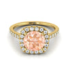 แหวนหมั้นเพชร Pave Morganite Halo ทรงกลมทอง 14K สีเหลืองทอง -1/3ctw