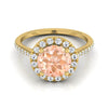 แหวนหมั้นเพชร Morganite Morganite Halo 14K สีเหลืองทอง -3 / 8ctw