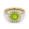 แหวนหมั้นเพชรล้อมเพชร Peridot Peridot 14K สีเหลืองทอง -3/8ctw