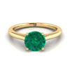 18K Yellow Gold Round Brilliant Emerald แหวนหมั้นเพชรเม็ดเดี่ยวแบบสวมสบาย