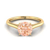 18K Yellow Gold Round Brilliant Morganite Cathedral Style Comfort Fit Solitaire Engagement Ring