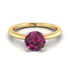 18K Yellow Gold Round Brilliant Garnet Round Comfort Fit Claw Prong Solitaire Engagement Ring