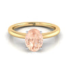 แหวนหมั้นมอร์แกนไนต์รูปไข่สีเหลืองทอง 14K ทรงกลม Comfort Fit Claw Prong Solitaire