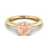 14K Yellow Gold Round Brilliant Morganite Round Comfort Fit Claw Prong Solitaire แหวนหมั้น