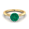 18K Yellow Gold Round Brilliant Emerald แหวนหมั้นเพชรเม็ดเดี่ยวแบบสวมสบาย