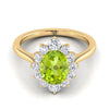 แหวนหมั้นเพชร Halo รูปไข่ 18K สีเหลืองทอง Peridot -1/2ctw