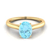 18K Yellow Gold Oval Cathedral Solitaire แหวนหมั้นหินลับสุดเซอร์ไพรส์