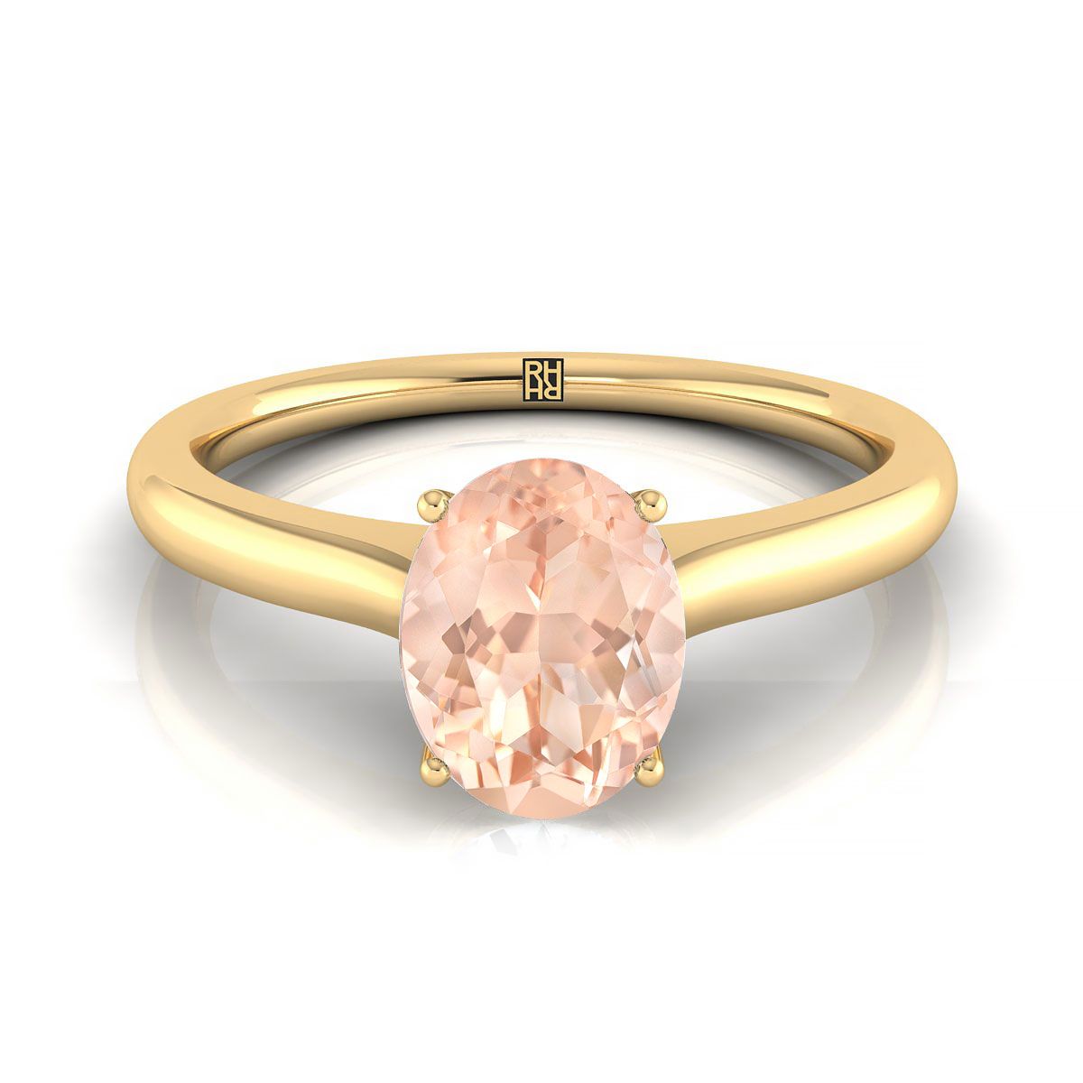 14K Yellow Gold Oval Cathedral Solitaire Surprise Secret Stone Engagement Ring
