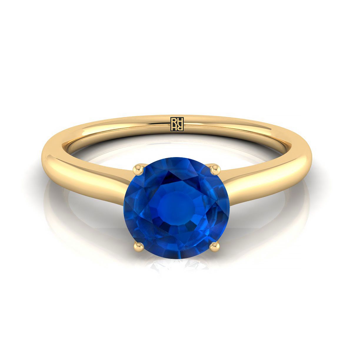 18K Yellow Gold Round Brilliant Cathedral Solitaire Surprise Secret Stone Engagement Ring