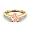 14K Yellow Gold Round Brilliant Rounded Comfort Fit Secret Stone แหวนหมั้นโซลิแทร์