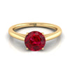 18K Yellow Gold Round Brilliant Rounded Comfort Fit Secret Stone แหวนหมั้นโซลิแทร์