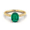 18K Yellow Gold Oval Emerald Twisted Rope Solitaire พร้อมแหวนหมั้นเพชรเซอร์ไพรซ์