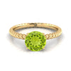 14K Yellow Gold Round Brilliant Peridot Twisted Rope Solitaire พร้อมแหวนหมั้นเพชรเซอร์ไพรซ์